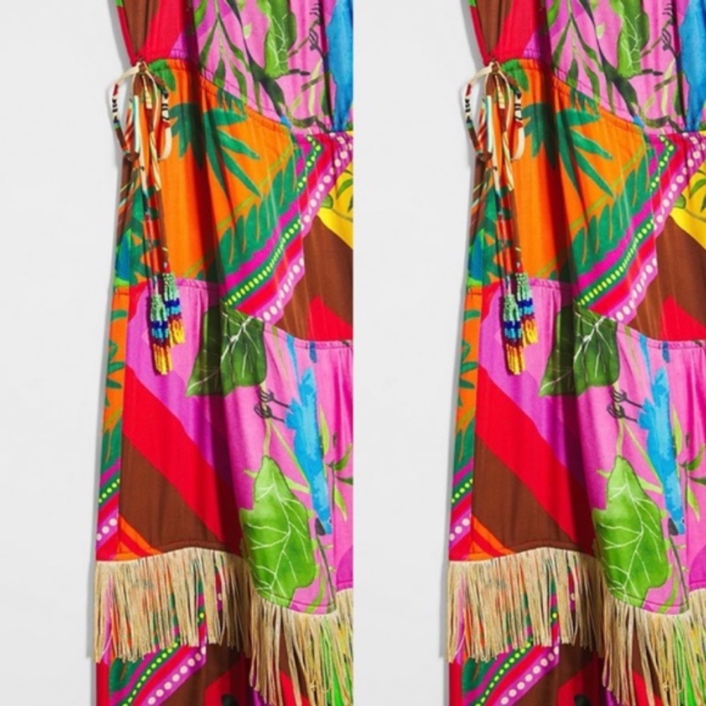 Anthropologie Farm Rio Palila Fringed Midi Dress - Picture 4 of 8